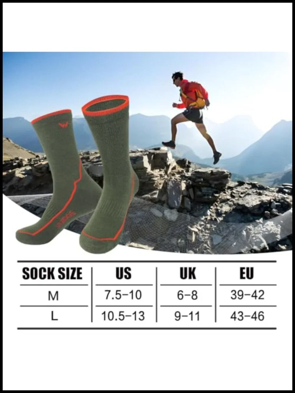Merino Wool Hiking Socks for Men, 3-Pair Cushioned Crew with Arch Support